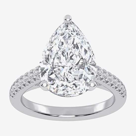 (G-H / Vs2-Si1) Womens 4 1/3 Ct. T.W. Lab Grown White Diamond 14K Gold Pear Side Stone Engagement Ring