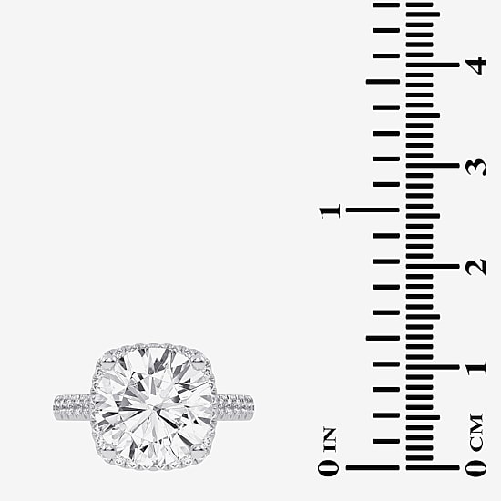 (G-H / Vs2-Si1) Womens 4 1/2 CT. T.W. Lab Grown White Diamond 14K Gold Round Side Stone Halo Engagement Ring