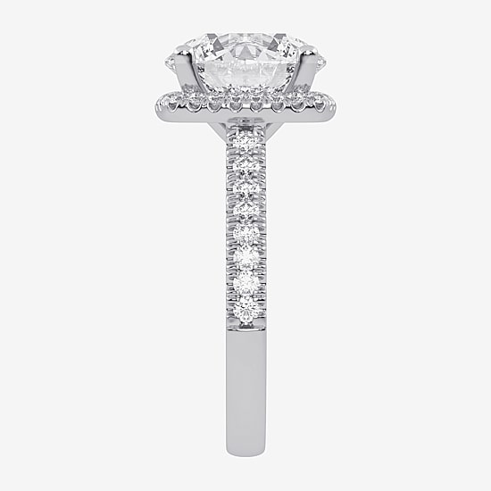 (G-H / Vs2-Si1) Womens 4 1/2 CT. T.W. Lab Grown White Diamond 14K Gold Round Side Stone Halo Engagement Ring