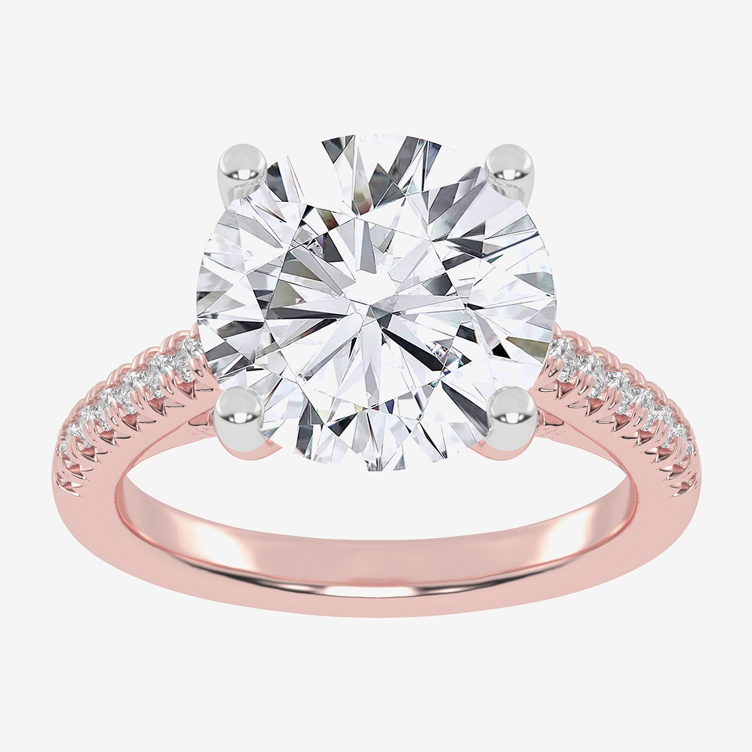 (G-H / Vs2-Si1) Womens 3 1/3 Ct. T.W. Lab Grown White Diamond 14K Gold Round Side Stone Engagement Ring