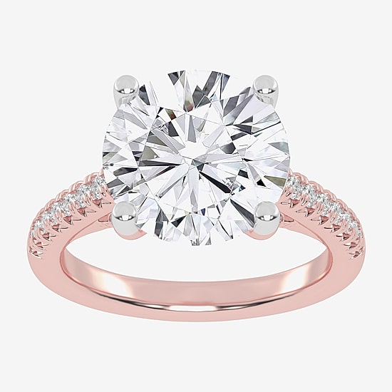 (G-H / Vs2-Si1) Womens 3 1/3 Ct. T.W. Lab Grown White Diamond 14K Gold Round Side Stone Engagement Ring