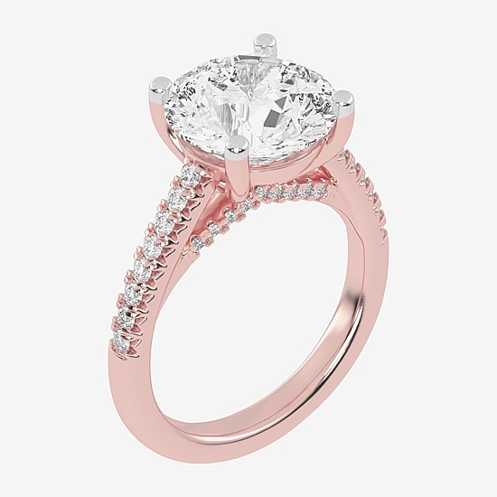 (G-H / Vs2-Si1) Womens 3 1/3 Ct. T.W. Lab Grown White Diamond 14K Gold Round Side Stone Engagement Ring