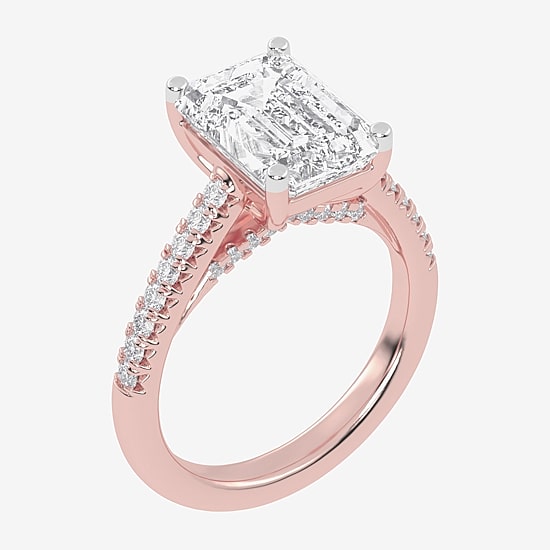(G-H / Vs2-Si1) Womens 3 1/3 Ct. T.W. Lab Grown White Diamond 14K Gold Side Stone Engagement Ring