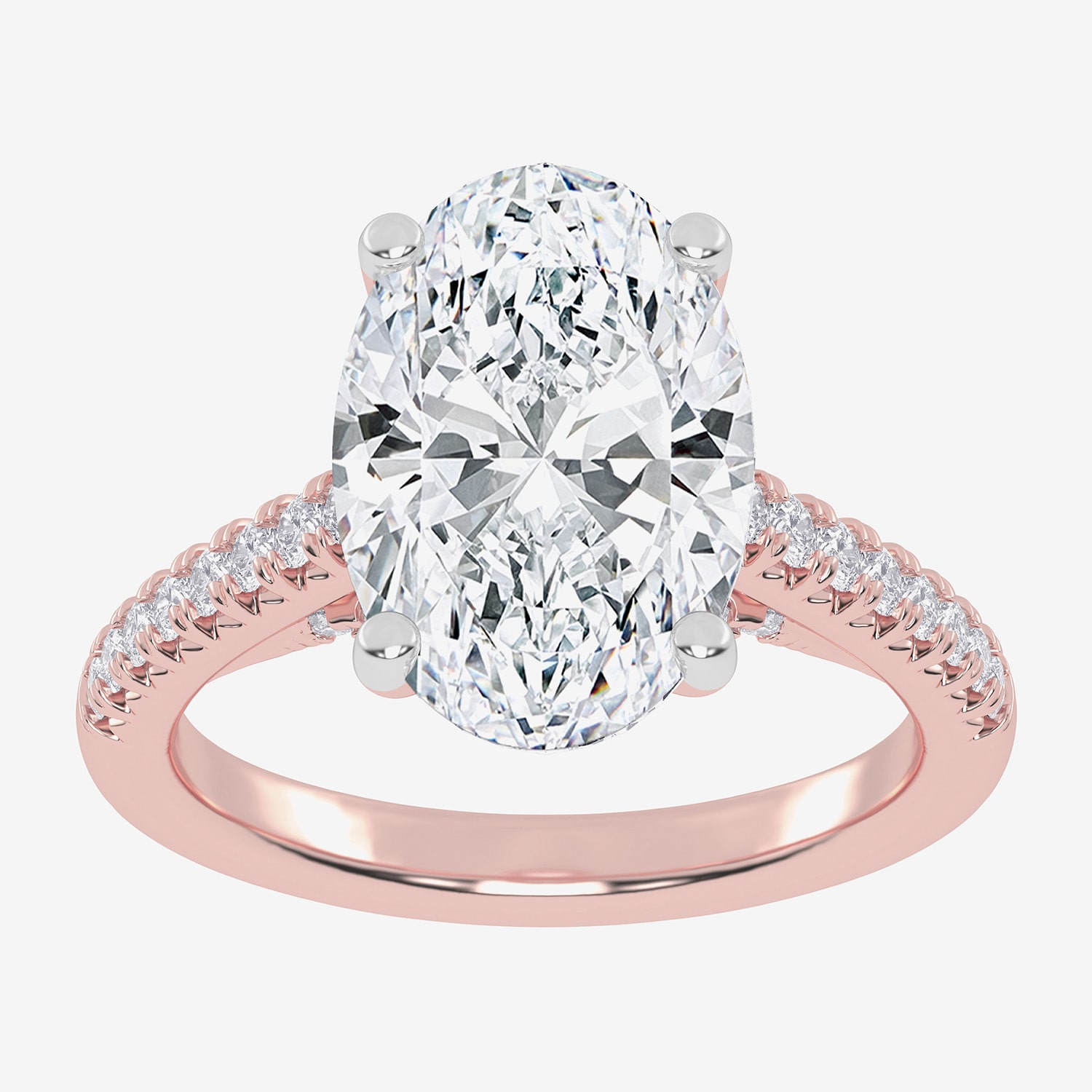 (G-H / Vs2-Si1) Womens 3 1/3 Ct. T.W. Lab Grown White Diamond 14K Gold Oval Side Stone Engagement Ring