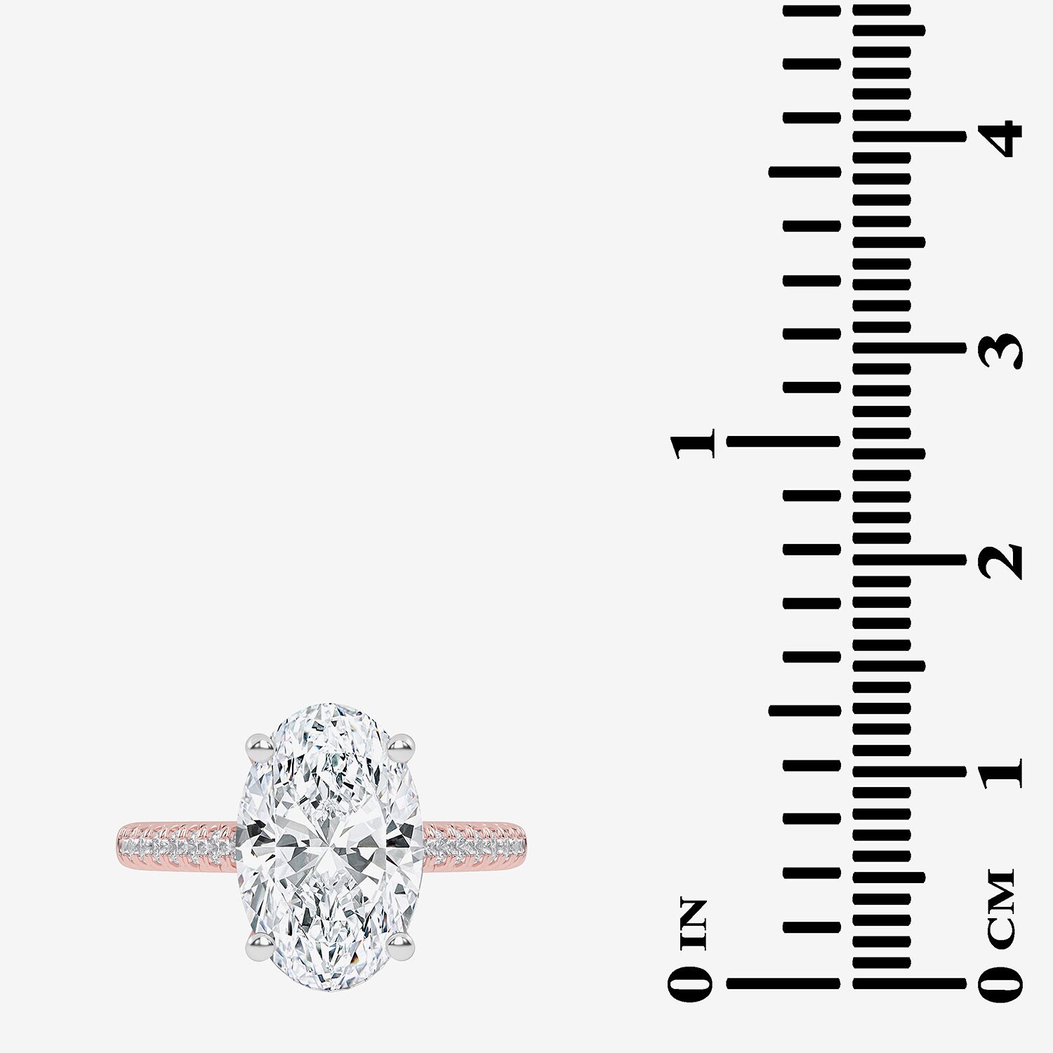(G-H / Vs2-Si1) Womens 3 1/3 Ct. T.W. Lab Grown White Diamond 14K Gold Oval Side Stone Engagement Ring