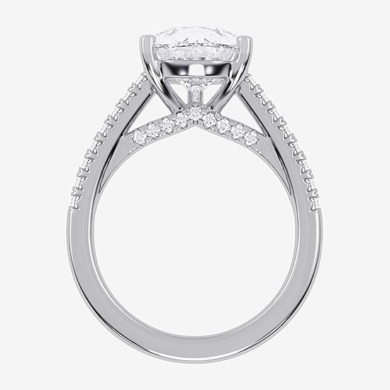 (G-H / Vs2-Si1) Womens 3 1/3 Ct. T.W. Lab Grown White Diamond 14K Gold Pear Side Stone Engagement Ring