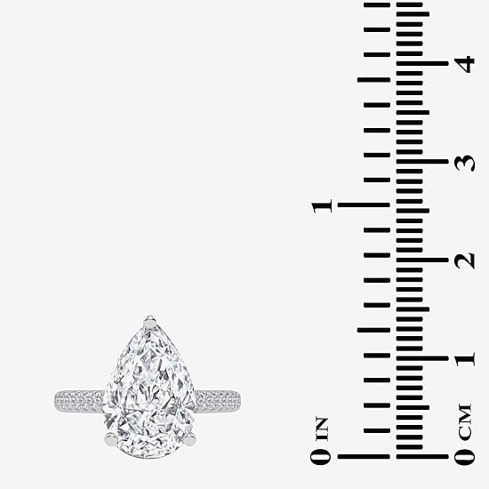 (G-H / Vs2-Si1) Womens 3 1/3 Ct. T.W. Lab Grown White Diamond 14K Gold Pear Side Stone Engagement Ring