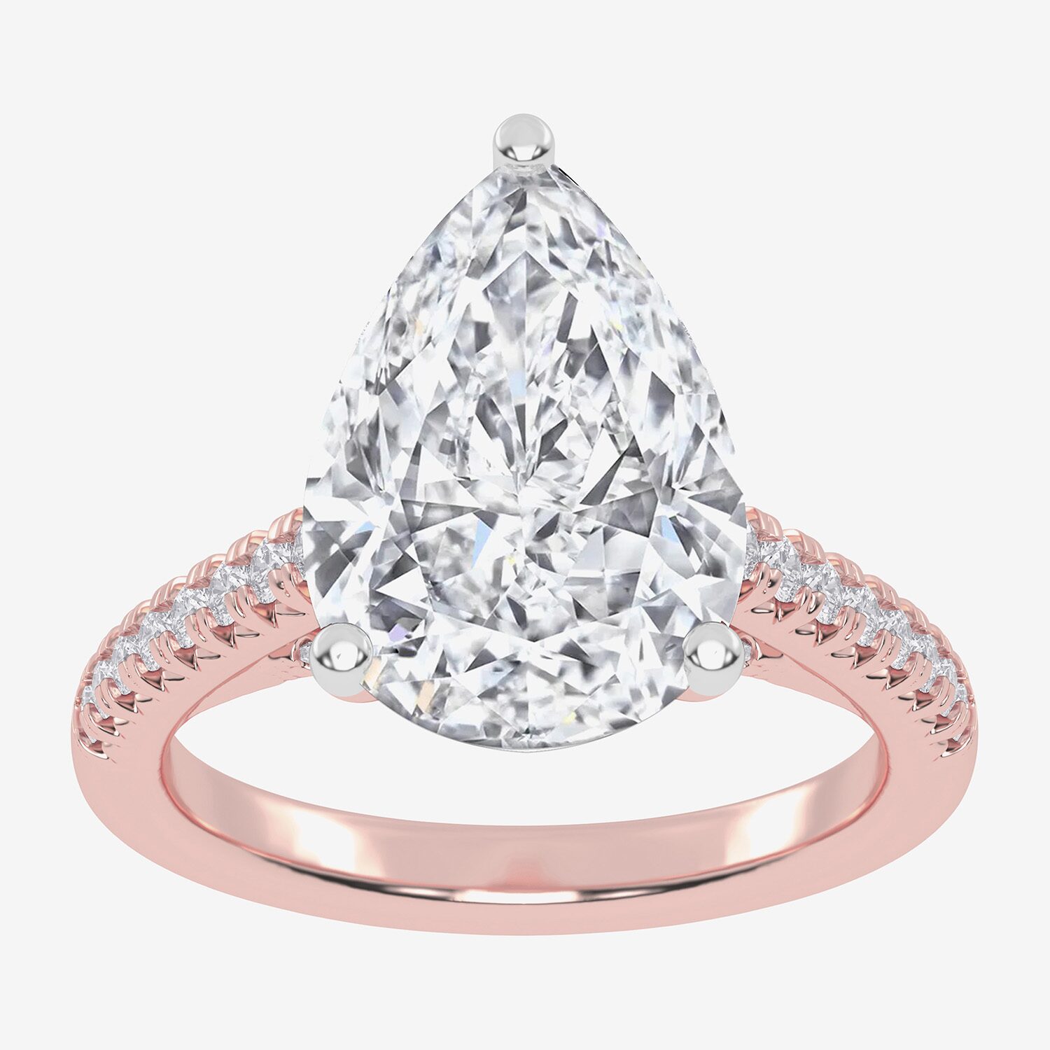 (G-H / Vs2-Si1) Womens 3 1/3 Ct. T.W. Lab Grown White Diamond 14K Gold Pear Side Stone Engagement Ring