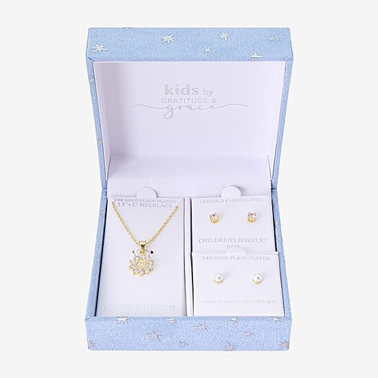 Gratitude & Grace Virgin Mary Our Lady Of Guadalupe Girls Cubic Zirconia 14K Gold Over Brass Round 3-pc. Jewelry Set