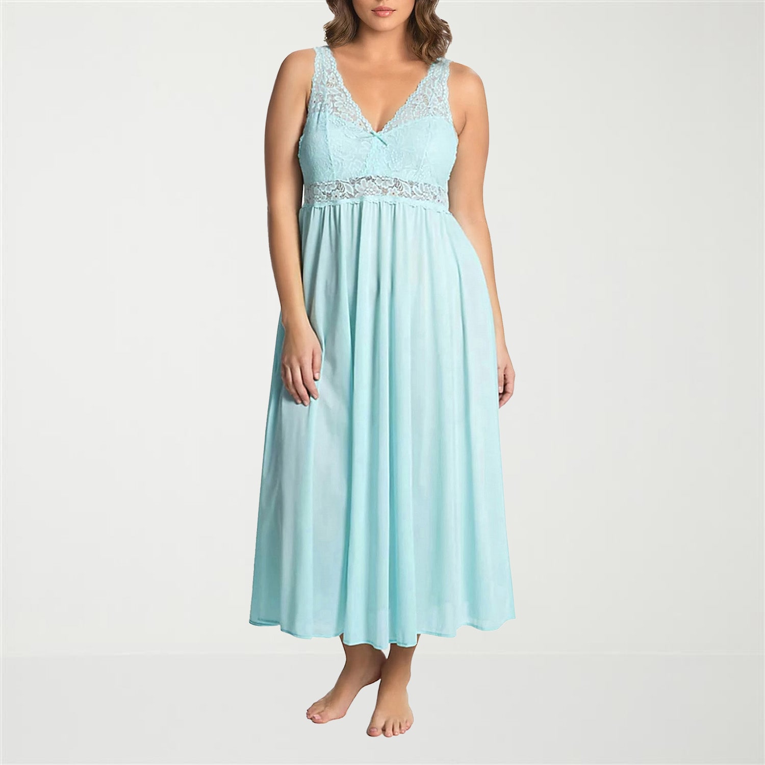 Exquisite Form Womens Plus Sleeveless V Neck Nightgown