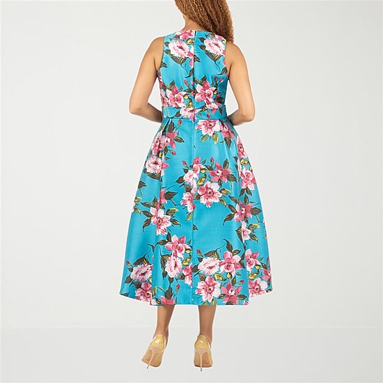 Giovanna Signature Womens High-Low Crew Neck Sleeveless Fit + Flare Dress