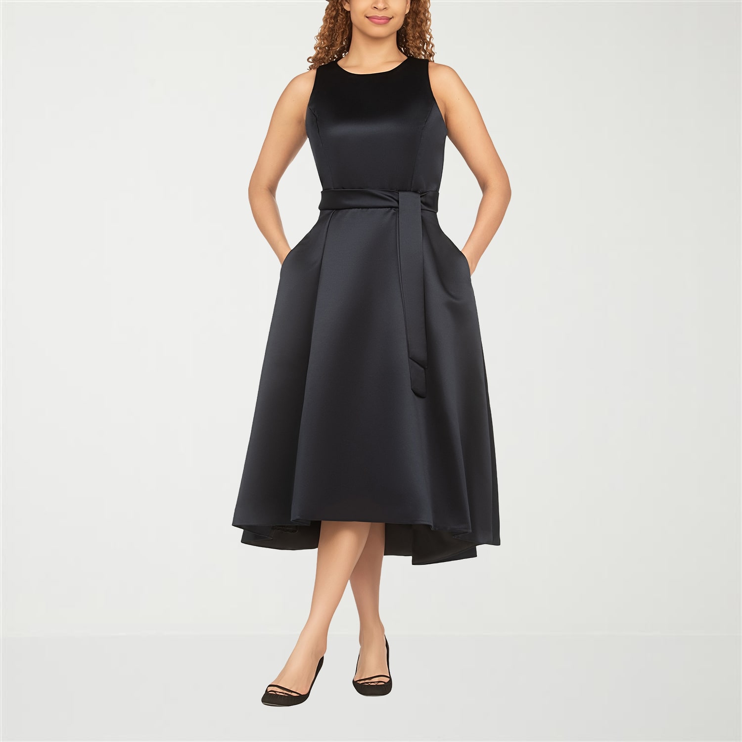 Giovanna Signature Womens High-Low Crew Neck Sleeveless Floral Fit + Flare Dress