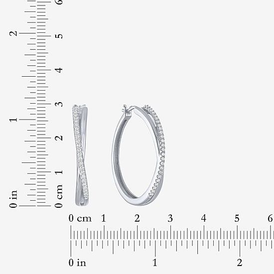 G-H, Si2-I1 Womens 1/4 CT. T.W. Lab Grown White Diamond Sterling Silver 28.2mm Round Hoop Earrings