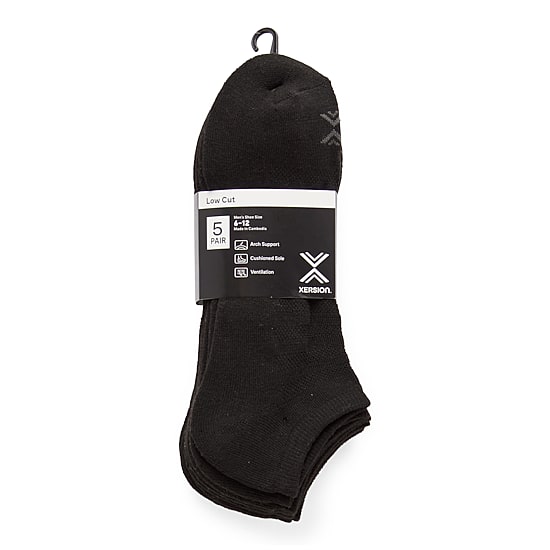Xersion Running Mens Multi-Pack 5 Pair Low Cut Socks