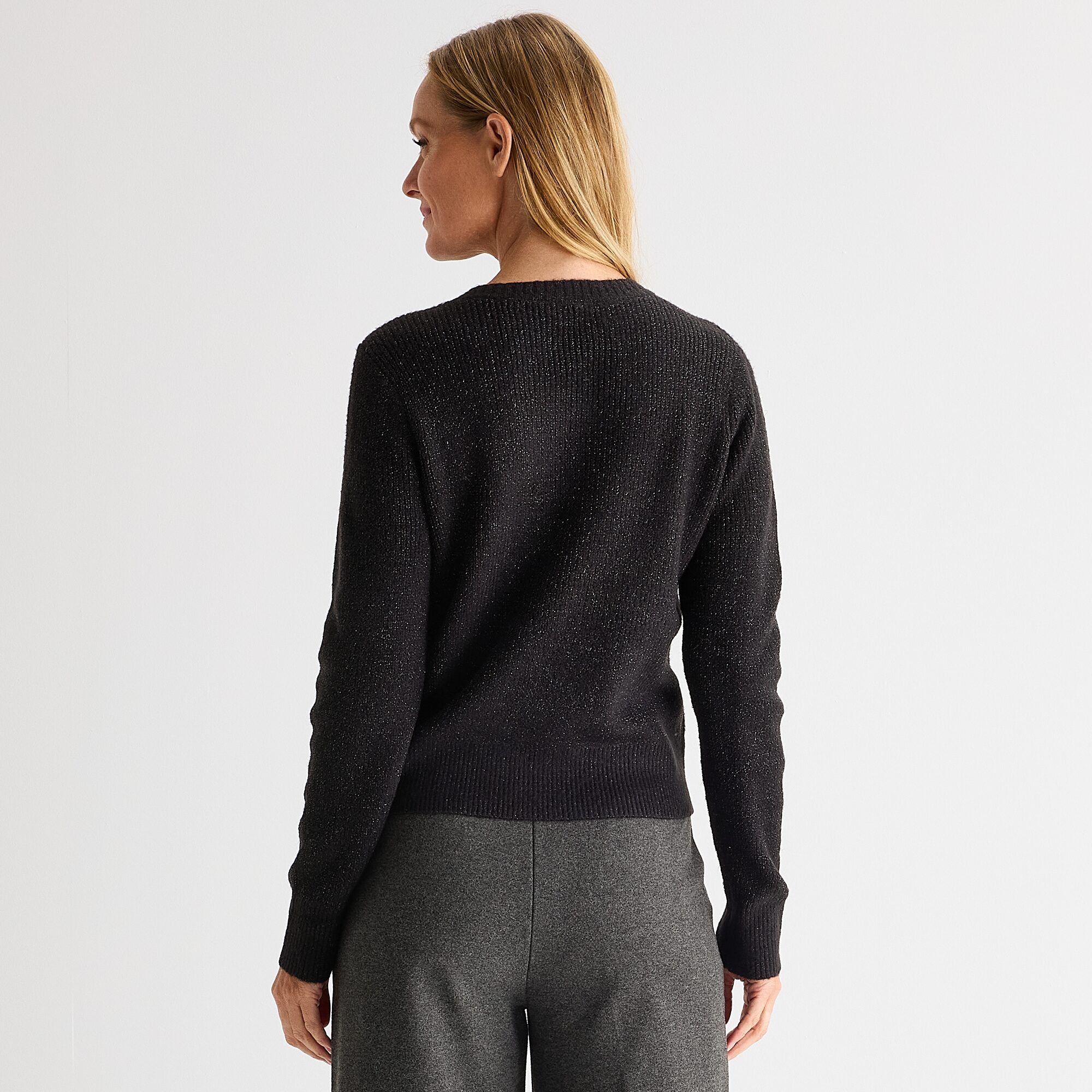 Liz Claiborne Womens Crew Neck Embellished Long Sleeve Pullover Sweater