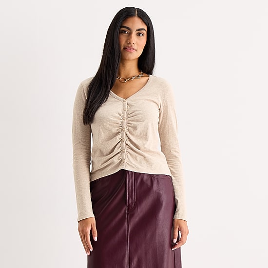 a.n.a Womens V Neck Long Sleeve T-Shirt