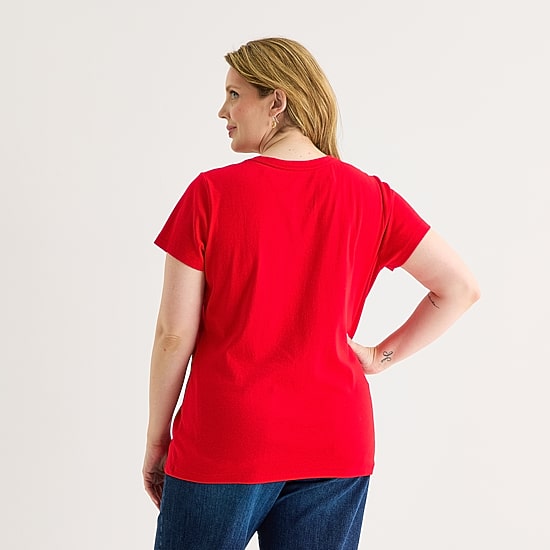 St. John's Bay Womens Plus V Neck Short Sleeve T-Shirt