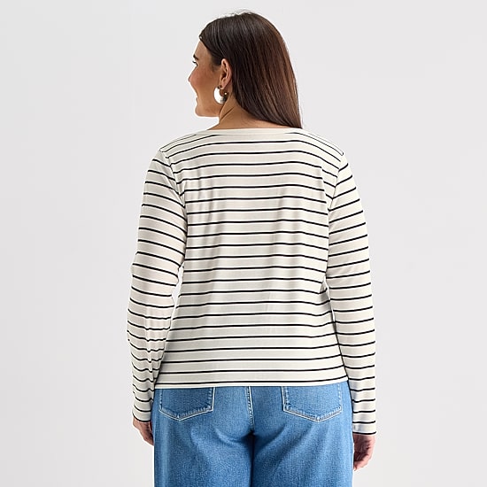 A.N.A Womens Plus Scoop Neck Long Sleeve T-Shirt