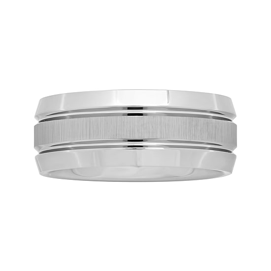  Personalized Mens 9mm Comfort Fit Tungsten Carbide Double Groove Wedding Band