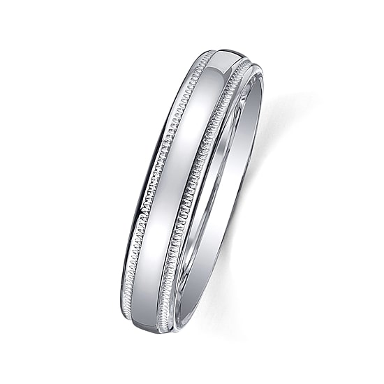  Personalized Comfort Fit 4mm Sterling Silver Wedding Band