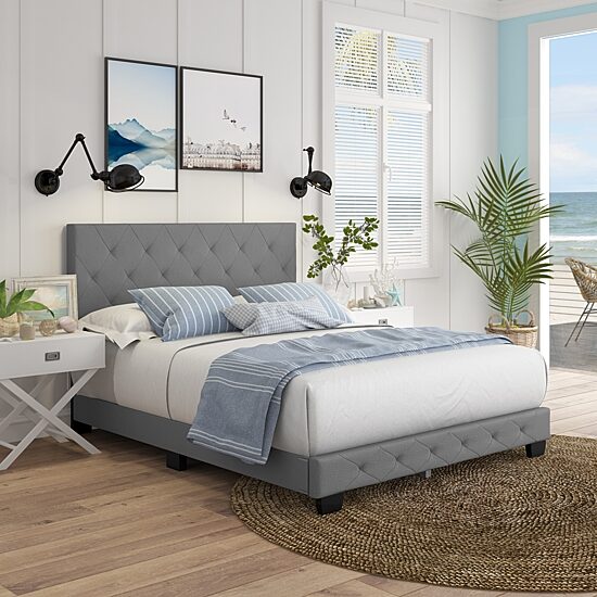 Claire Upholstered Tufted Platform Bed