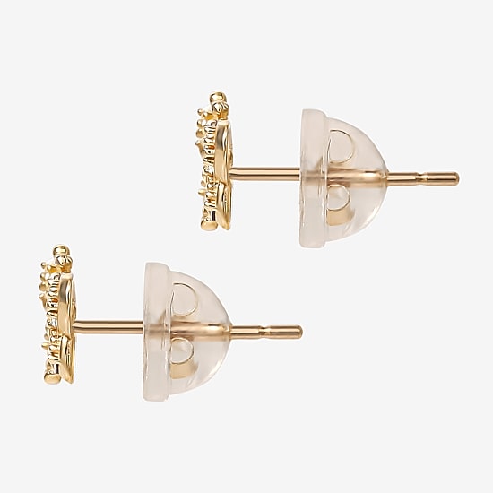 Cubic Zirconia 14K Gold 4.6mm Butterfly Stud Earrings
