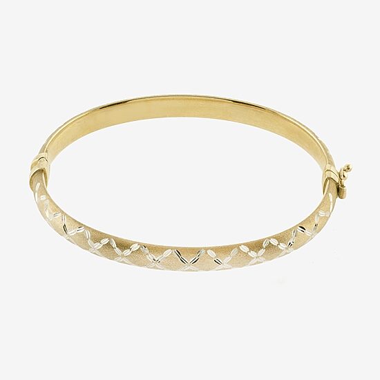 Diamond Cut Womens 14K Two Tone Gold Over Silver Bangle Bracelet