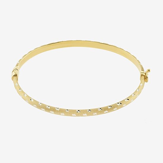 Diamond Cut Womens 14K Two Tone Gold Over Silver Bangle Bracelet
