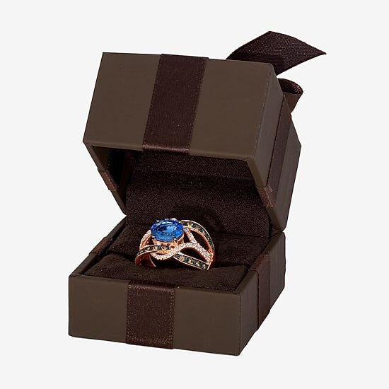 Le Vian® Ring featuring 1 3/4 CT. Blueberry Tanzanite® 1/3 CT. Chocolate Diamonds® 1/5 CT. Nude Diamonds™ set in 14K Strawberry Gold®