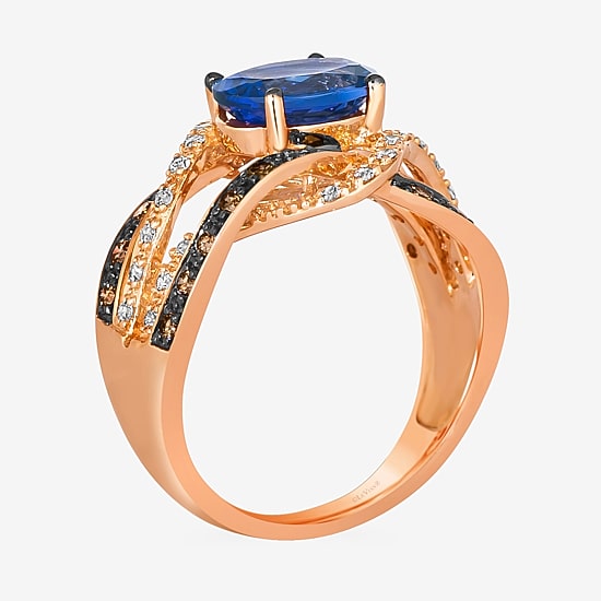 Le Vian® Ring featuring 1 3/4 CT. Blueberry Tanzanite® 1/3 CT. Chocolate Diamonds® 1/5 CT. Nude Diamonds™ set in 14K Strawberry Gold®
