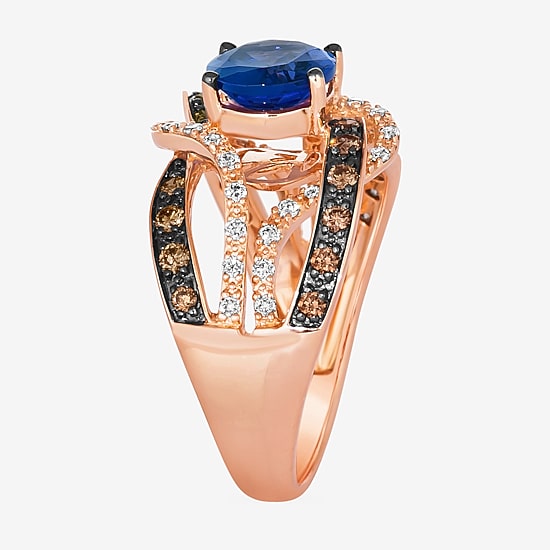 Le Vian® Ring featuring 1 3/4 CT. Blueberry Tanzanite® 1/3 CT. Chocolate Diamonds® 1/5 CT. Nude Diamonds™ set in 14K Strawberry Gold®
