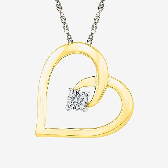 Diamond-Accent 10K Yellow Gold Heart Pendant Necklace