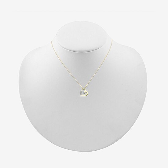 Diamond-Accent 10K Yellow Gold Heart Pendant Necklace
