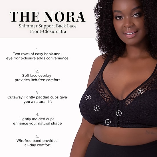 Leading Lady  The Nora - Shimmer Support Back Lace Front-Closure Bra - 5530