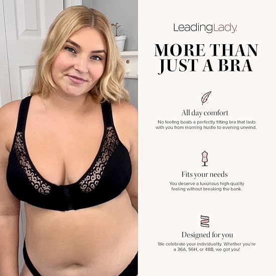 Leading Lady  The Nora - Shimmer Support Back Lace Front-Closure Bra - 5530