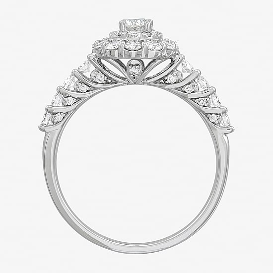 Limited Quantities! Womens 1 CT. T.W. Natural White Diamond 14K Gold Halo Engagement Ring