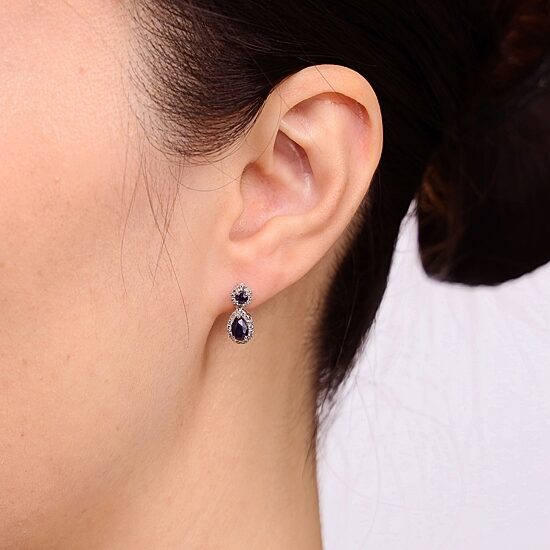 Womens 1/4 CT. T.W. Genuine Blue Sapphire 10K Gold Pear Drop Earrings