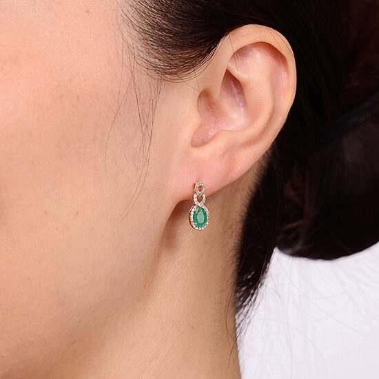 Womens 1/4 CT. T.W. Genuine Green Emerald 10K Gold Drop Earrings