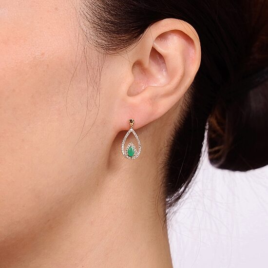 Womens 1/3 CT. T.W. Genuine Green Emerald 10K Gold Drop Earrings