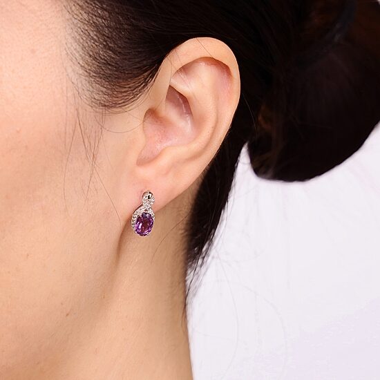 Genuine Purple Amethyst Sterling Silver 15mm Stud Earrings
