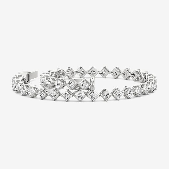 (F / Si2) Womens 5 CT. T.W. Lab Grown White Diamond 10K Gold Diamond 7.5 Inch Tennis Bracelet