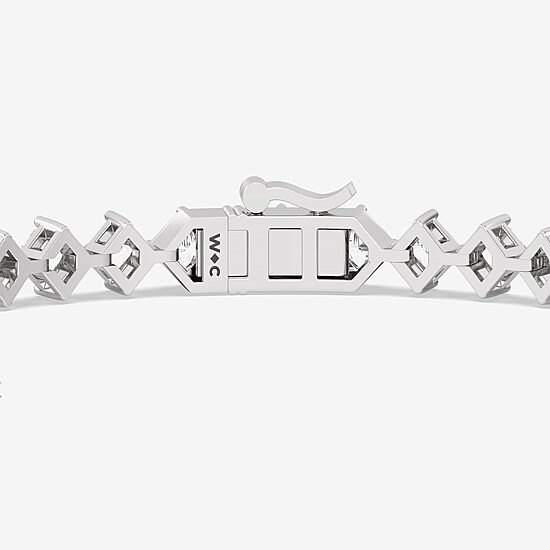(F / Si2) Womens 5 CT. T.W. Lab Grown White Diamond 10K Gold Diamond 7.5 Inch Tennis Bracelet