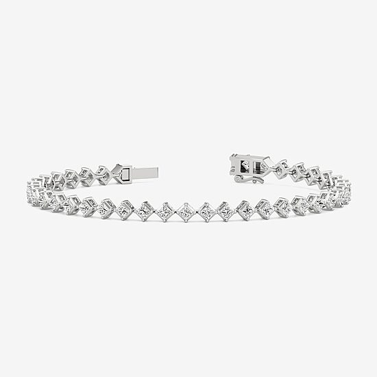 (F / Si2) Womens 5 CT. T.W. Lab Grown White Diamond 10K Gold Diamond 7.5 Inch Tennis Bracelet