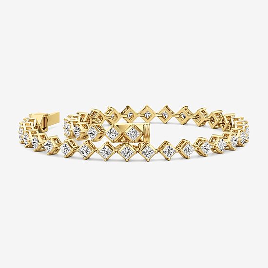 (F / Si2) Womens 5 CT. T.W. Lab Grown White Diamond 10K Gold 7.5 Inch Tennis Bracelet