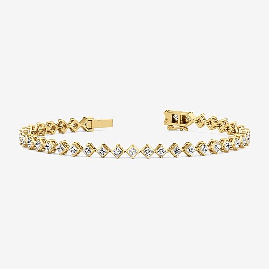 (F / Si2) Womens 5 CT. T.W. Lab Grown White Diamond 10K Gold 7.5 Inch Tennis Bracelet