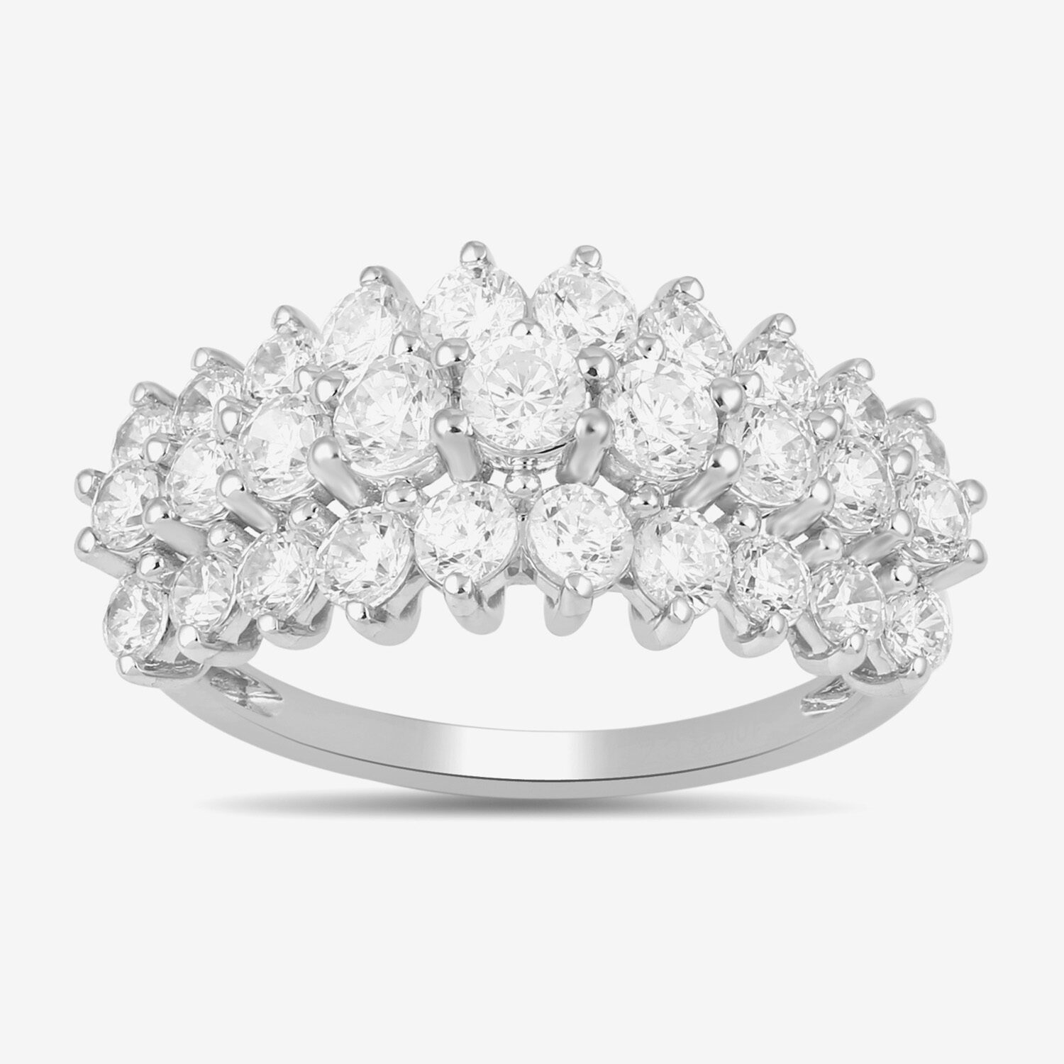 Womens 2 CT. T.W. Lab Grown White Diamond 10K Gold Cluster Band