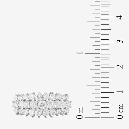 Womens 2 CT. T.W. Lab Grown White Diamond 10K Gold Cluster Band