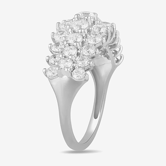 Womens 2 CT. T.W. Lab Grown White Diamond 10K Gold Cluster Band