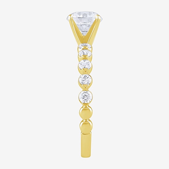 (G / Si2) Womens 2 CT. T.W. Lab Grown White Diamond 10K Gold Round Side Stone Bridal Set
