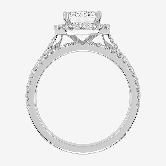 (G-H / Vs2-Si1) Womens 2 3/4 CT. T.W. Lab Grown White Diamond 14K Gold Side Stone Halo Bridal Set